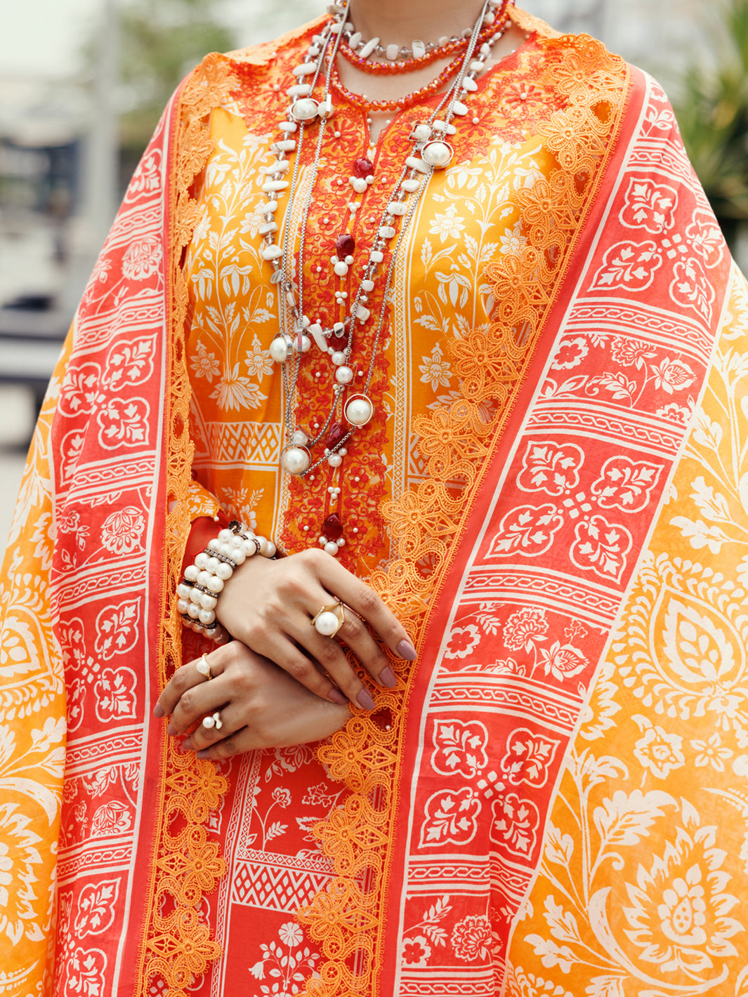 Almirah Orange Cambric 3Pc Unstitched - ALP-3PS-2210
