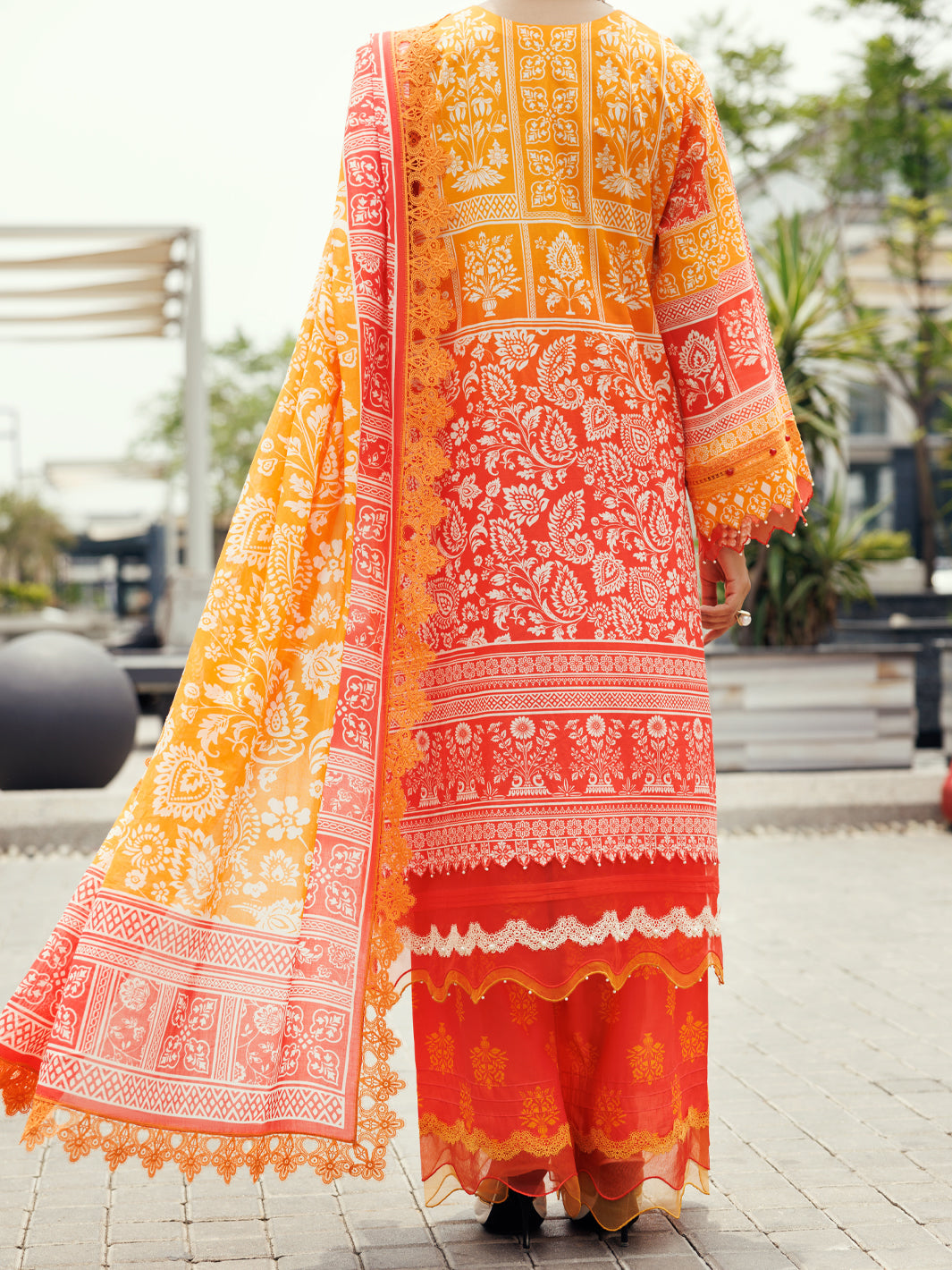 Almirah Orange Cambric 3Pc Unstitched - ALP-3PS-2210