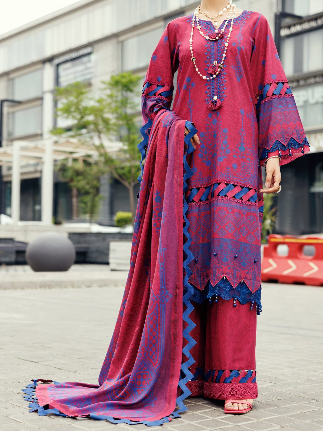 Almirah Fuchsia Cambric 3Pc Unstitched - ALP-3PS-2211