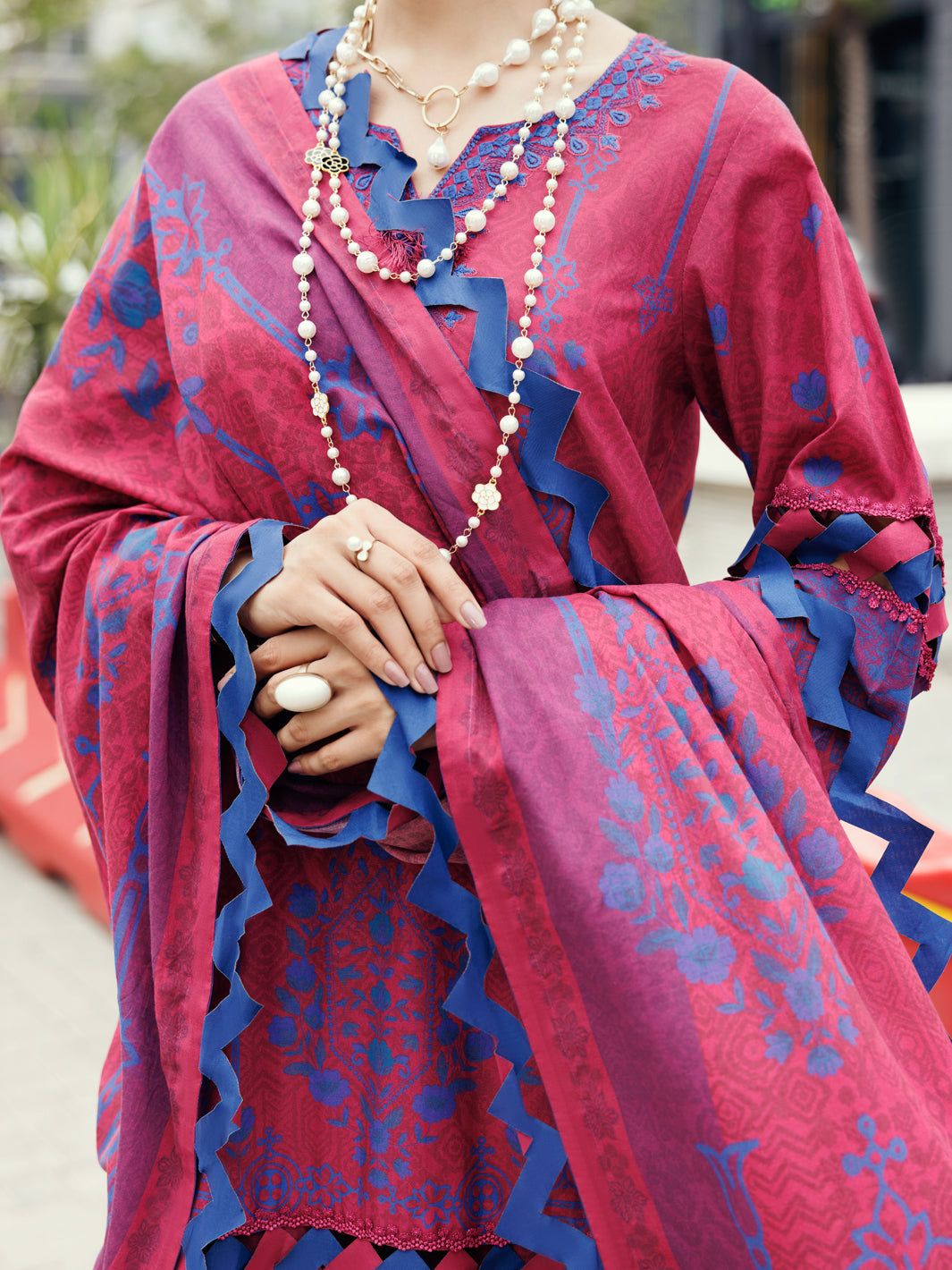Almirah Fuchsia Cambric 3Pc Unstitched - ALP-3PS-2211