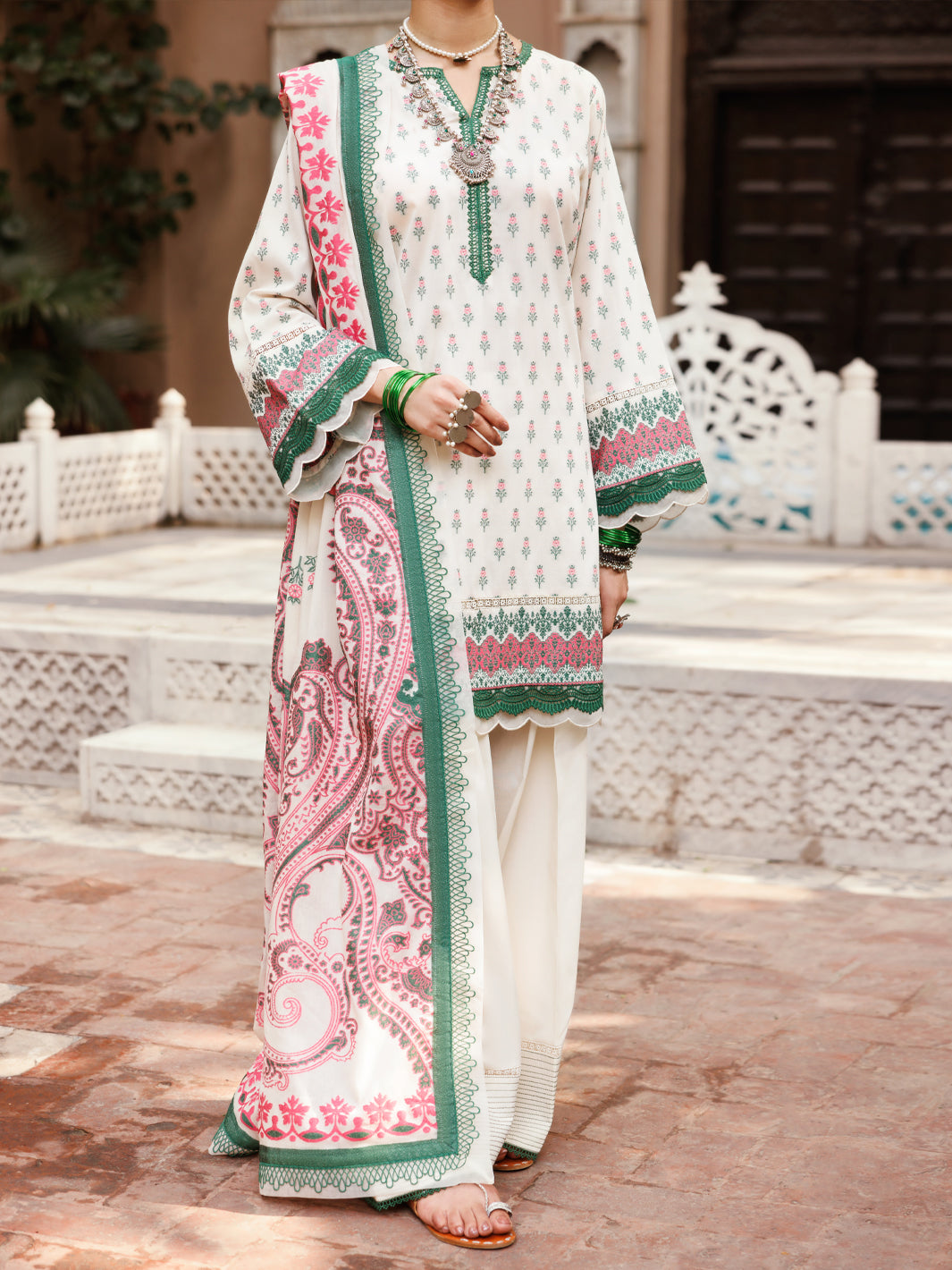 Almirah Ivory Yarn Dyed Jacquard 3Pc Unstitched - ALP-3PS-2229