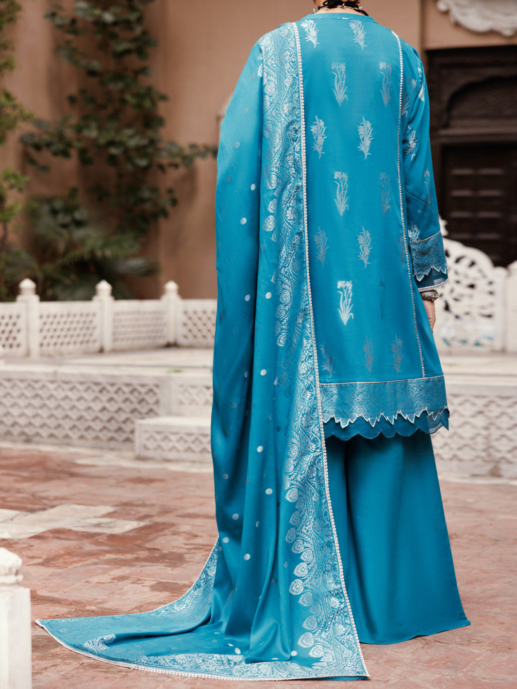 Almirah Teal Yarn Dyed Jacquard 3Pc Unstitched - ALP-3PS-2230