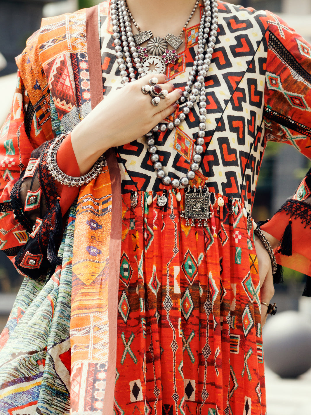 Almirah Orange Cambric 2Pc Unstitched - ALP-2PS-SLKD-UN-2268