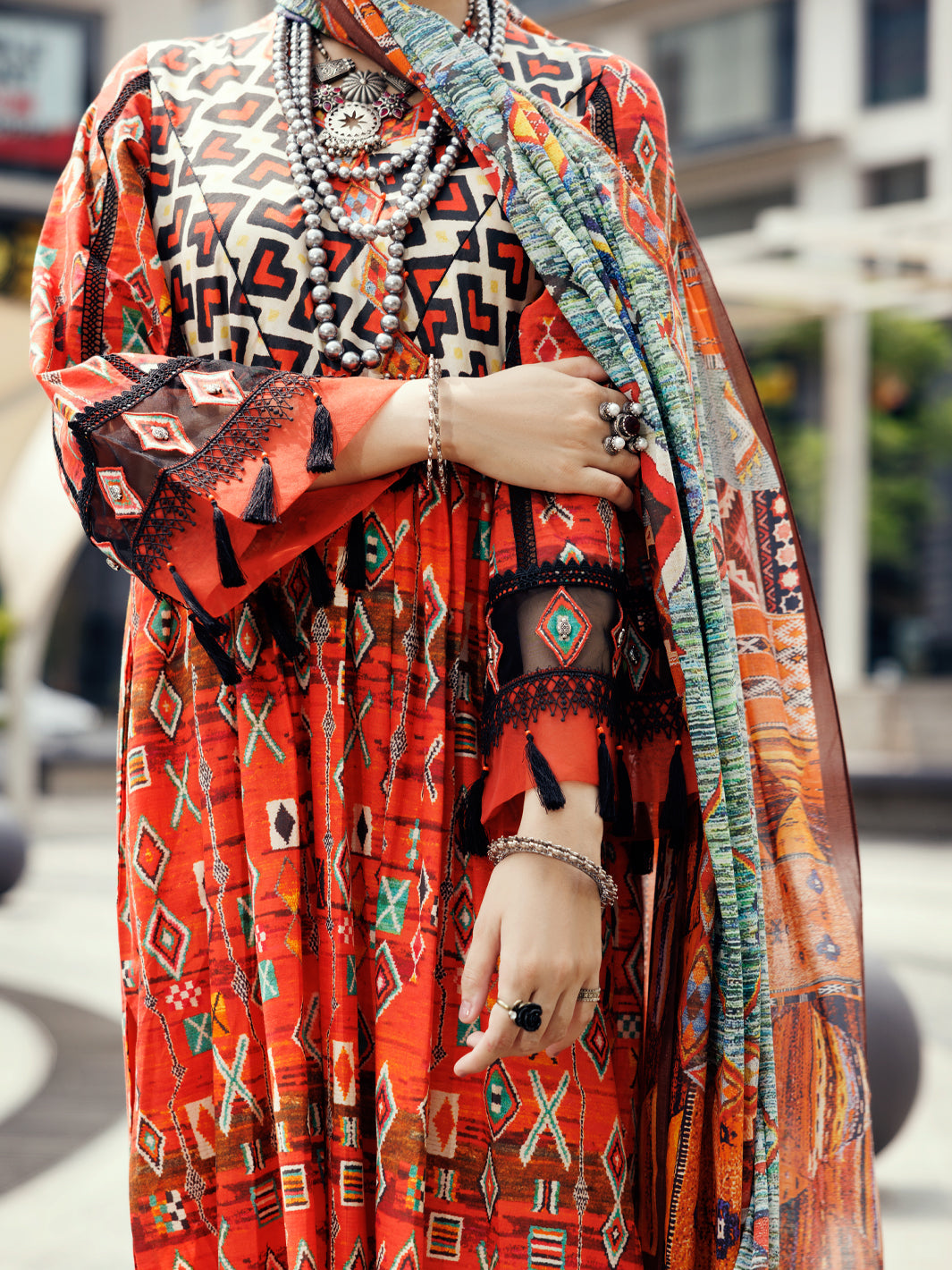 Almirah Orange Cambric 2Pc Unstitched - ALP-2PS-SLKD-UN-2268