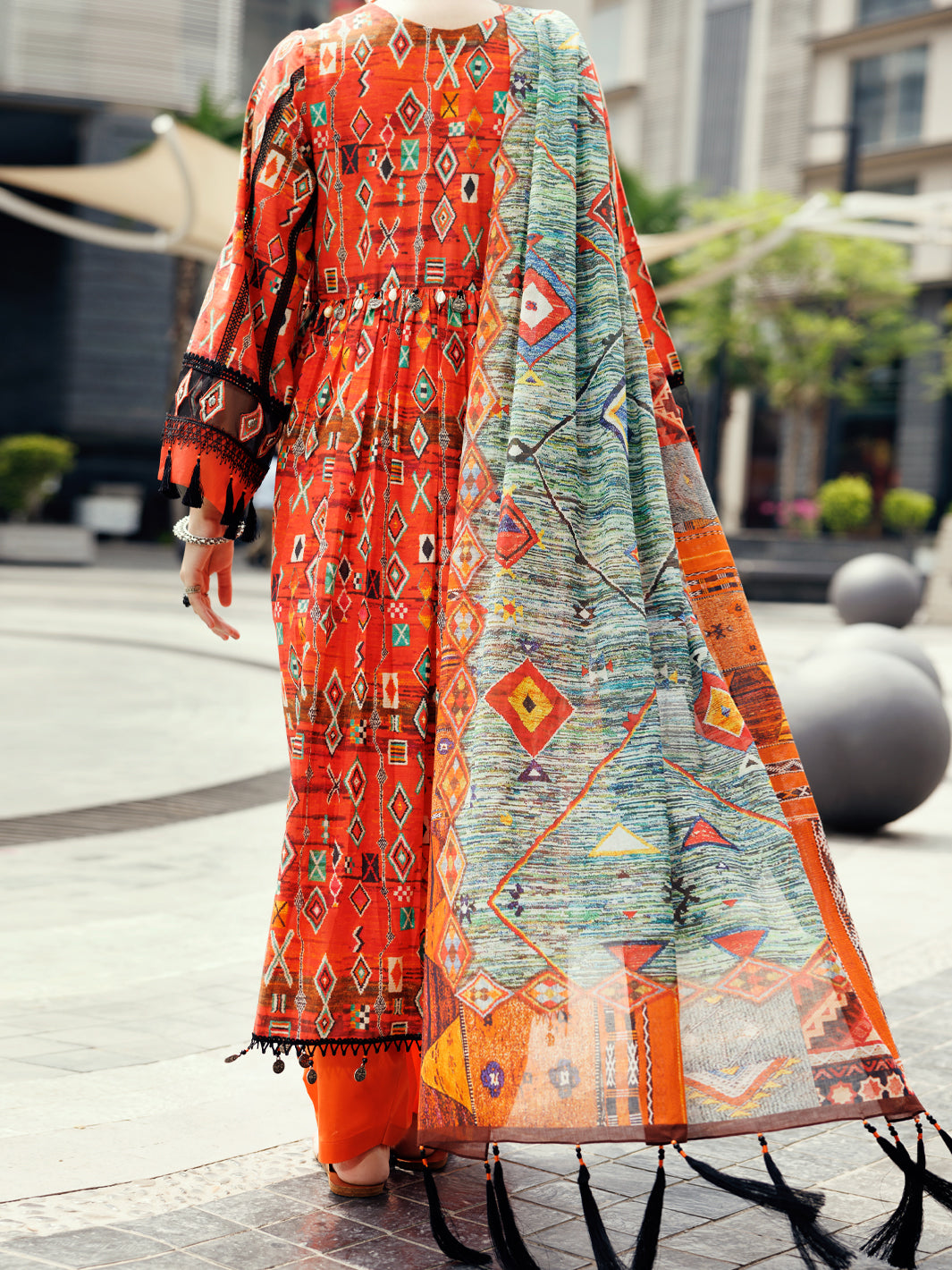 Almirah Orange Cambric 2Pc Unstitched - ALP-2PS-SLKD-UN-2268