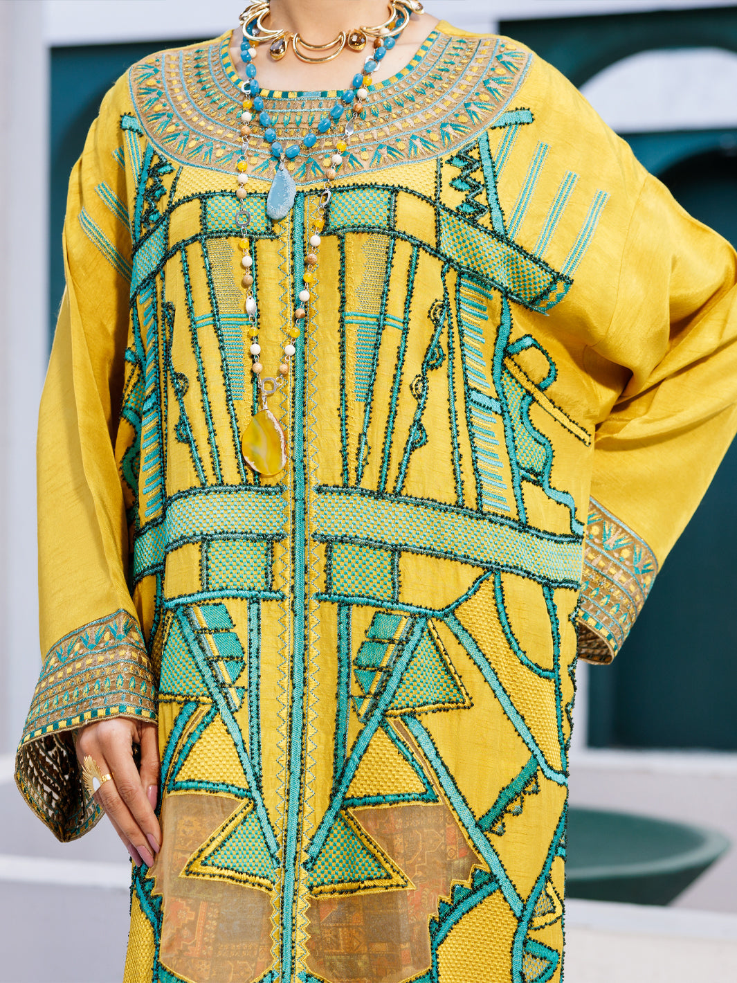 Almirah Yellow Raw Silk Formal 3Pc Stitched - AL-3PS-LS-546