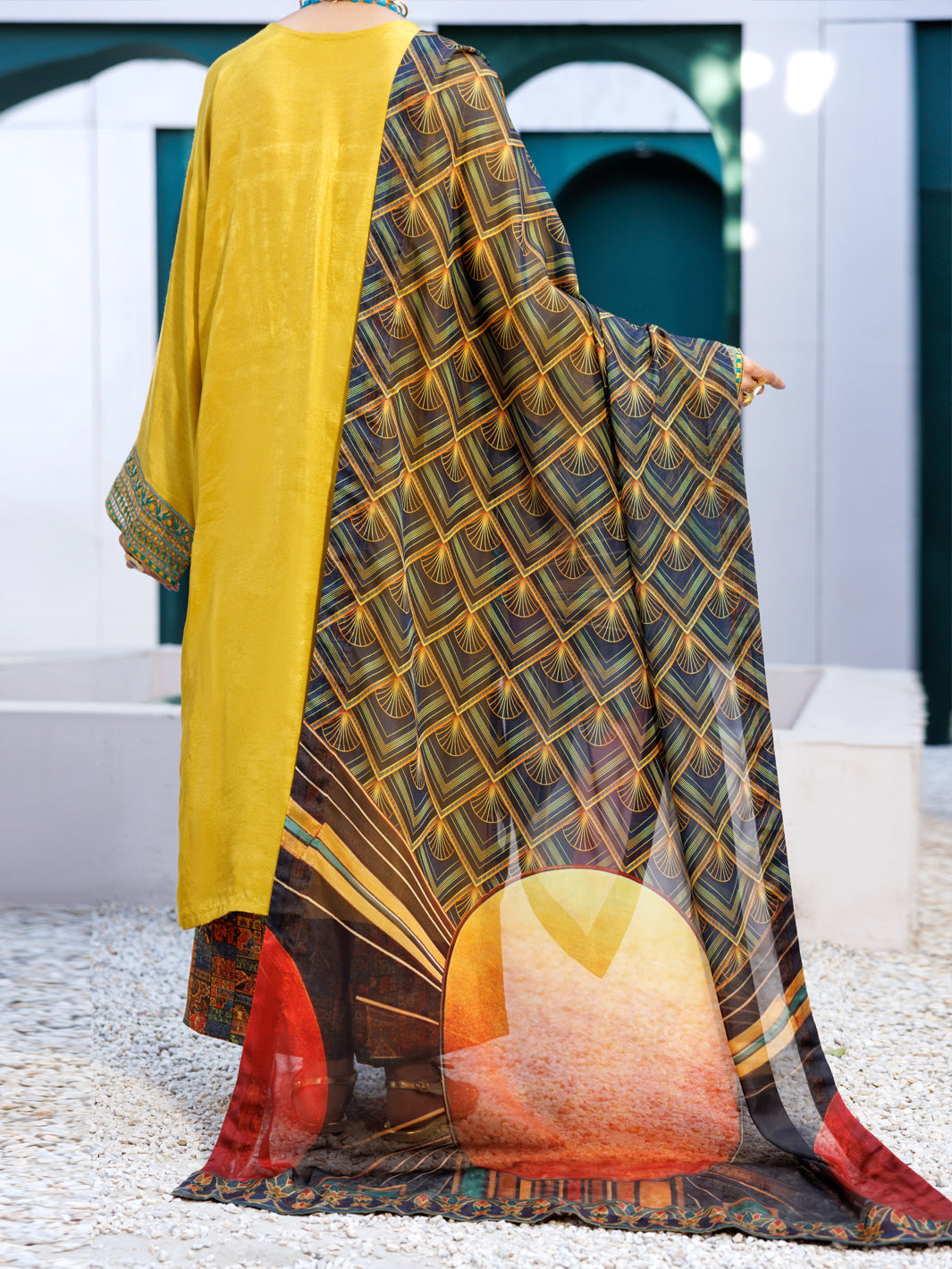 Almirah Yellow Raw Silk Formal 3Pc Stitched - AL-3PS-LS-546