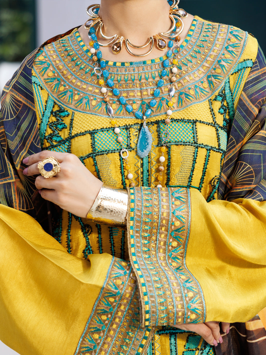 Almirah Yellow Raw Silk Formal 3Pc Stitched - AL-3PS-LS-546