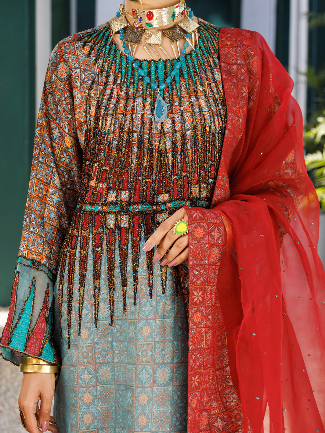 Almirah Multicolor Raw Silk Formal 3Pc Stitched - AL-3PS-LS-547