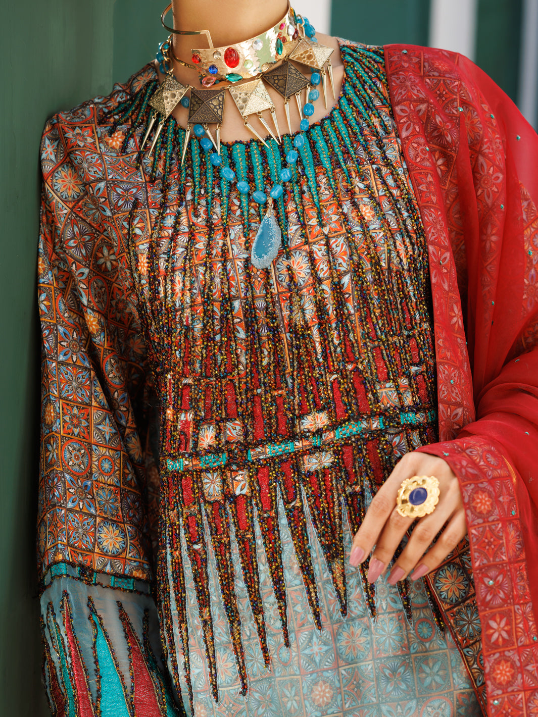 Almirah Multicolor Raw Silk Formal 3Pc Stitched - AL-3PS-LS-547