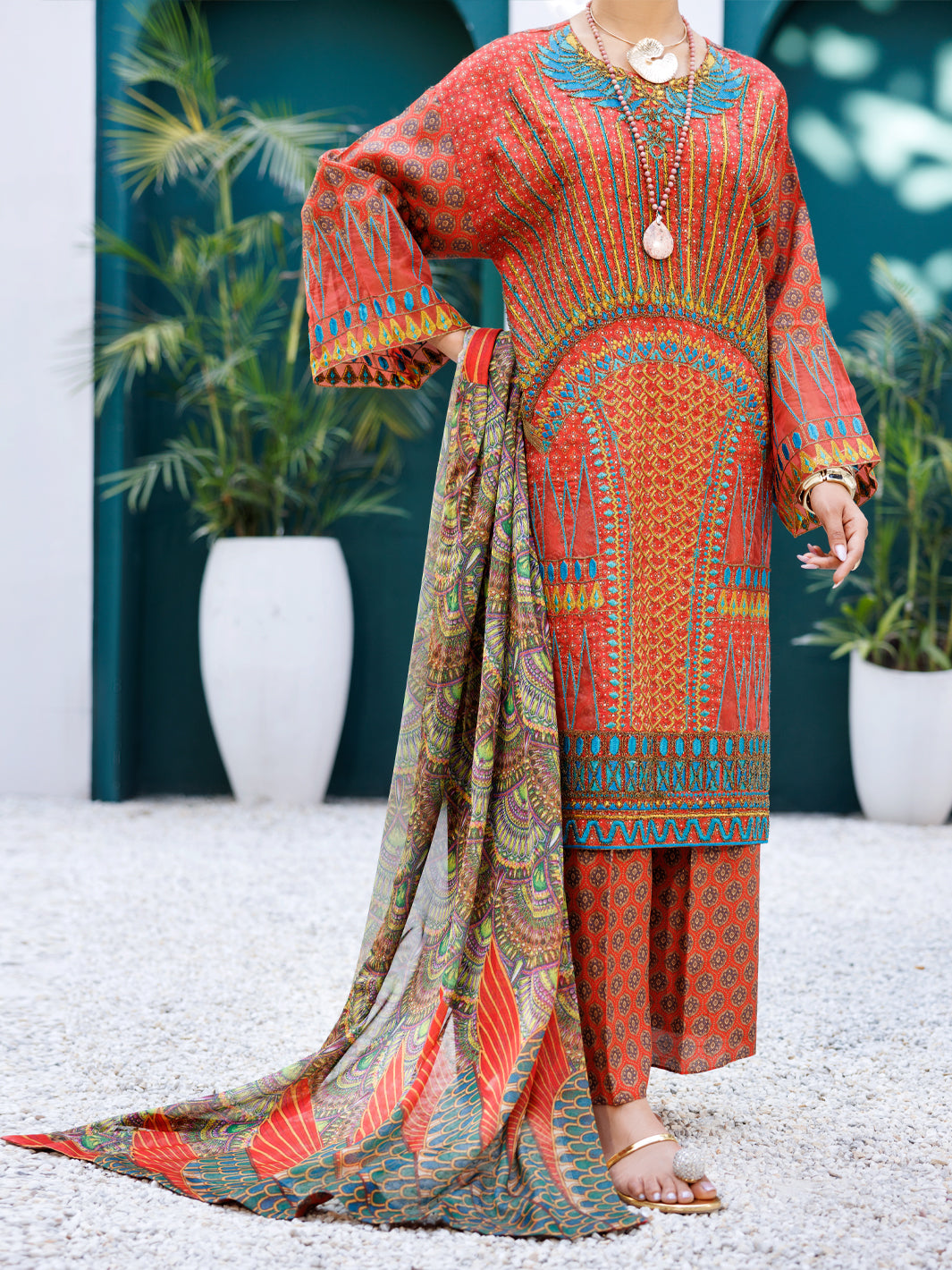 Almirah Maroon Raw Silk Formal 3Pc Stitched - AL-3PS-LS-549