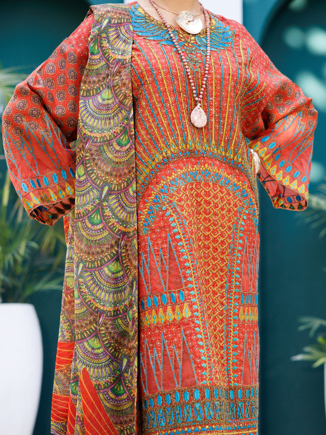 Almirah Maroon Raw Silk Formal 3Pc Stitched - AL-3PS-LS-549