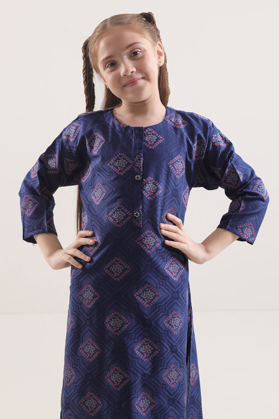 Saya Stitched Cotton Jacquard Shirt/trouser For Kids