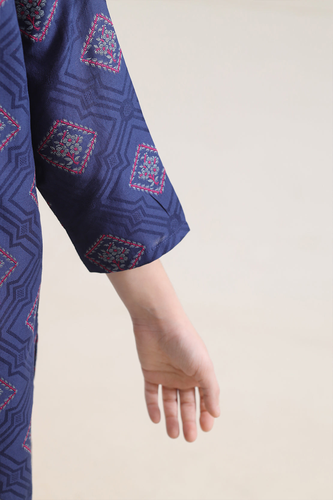 Saya Stitched Cotton Jacquard Shirt/trouser For Kids