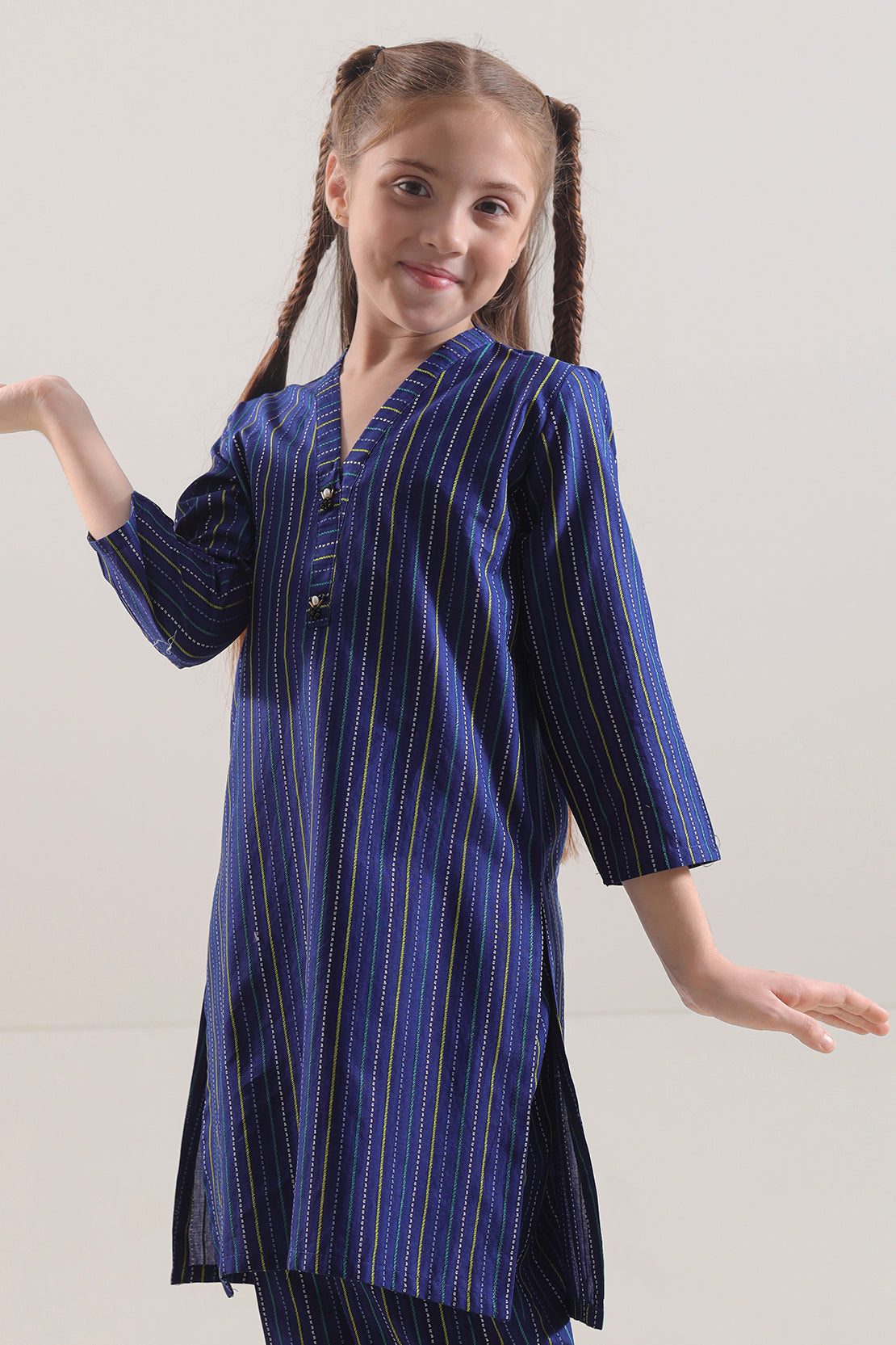 Saya Stitched Cotton Jacquard Shirt/trouser For Kids