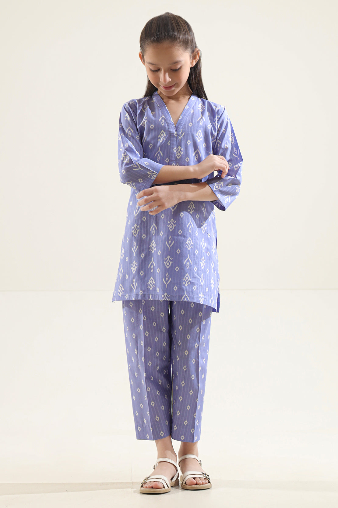 Saya Printed Strip Lawn Stitched 2 Piece (Shirt/Trouser)  For Kids