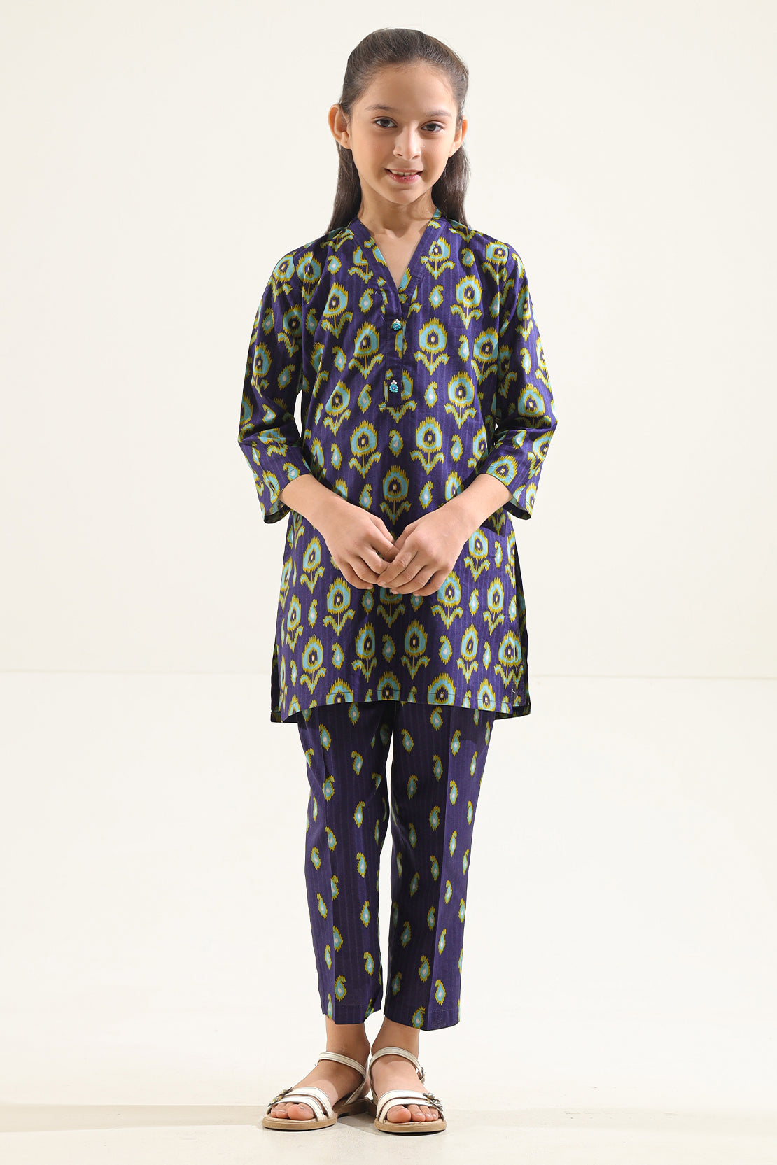Saya Printed Strip Lawn Stitched 2 Piece (Shirt/Trouser)  For Kids