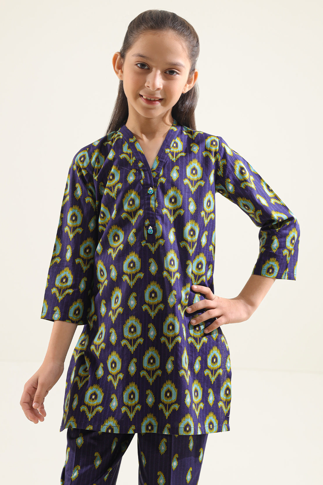 Saya Printed Strip Lawn Stitched 2 Piece (Shirt/Trouser)  For Kids