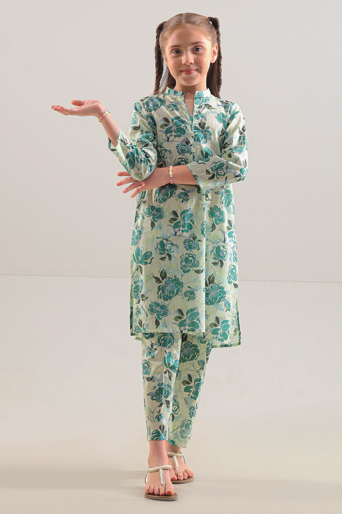 Saya Printed Strip Lawn Stitched 2 Piece (Shirt/Trouser) For Kids