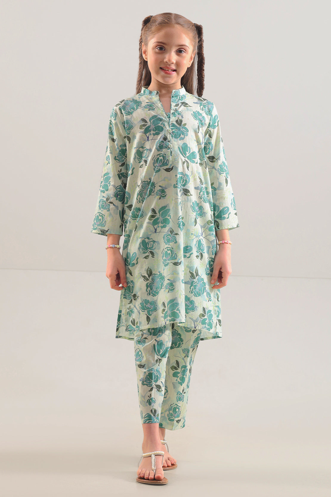 Saya Printed Strip Lawn Stitched 2 Piece (Shirt/Trouser) For Kids