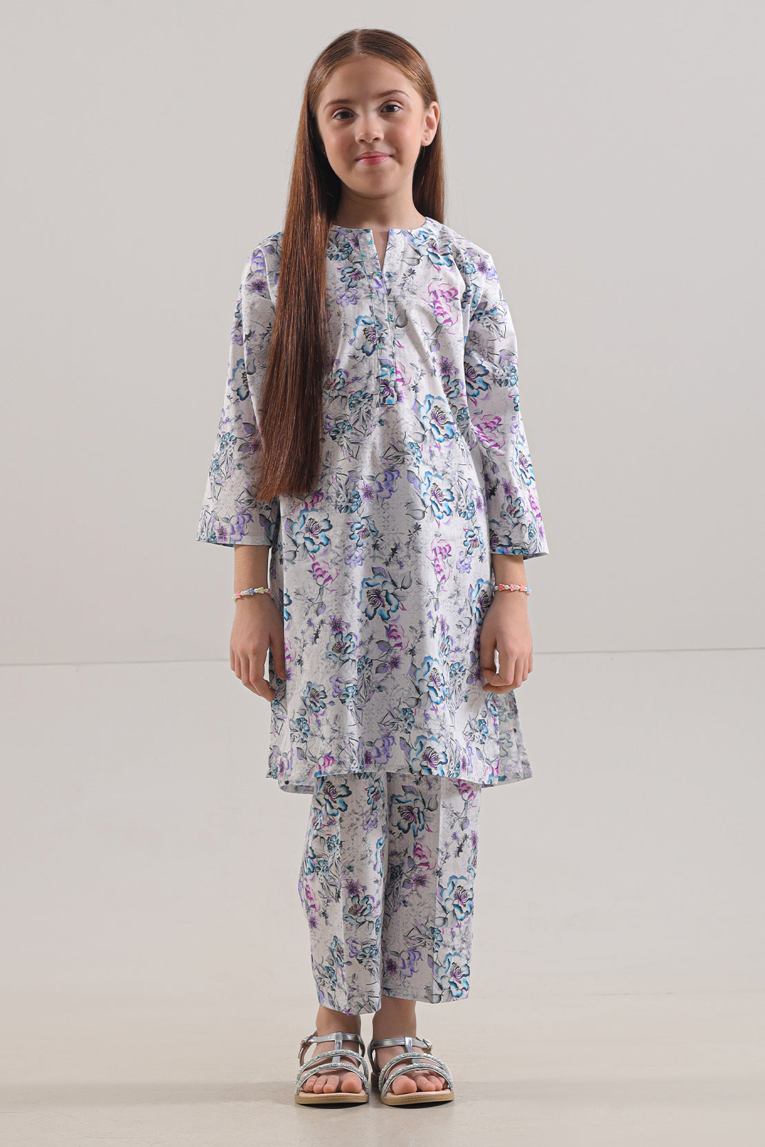 Saya Printed Strip Lawn Stitched 2 Piece (Shirt/Trouser) For Kids