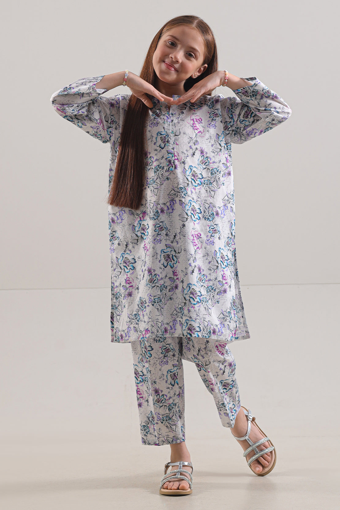 Saya Printed Strip Lawn Stitched 2 Piece (Shirt/Trouser) For Kids