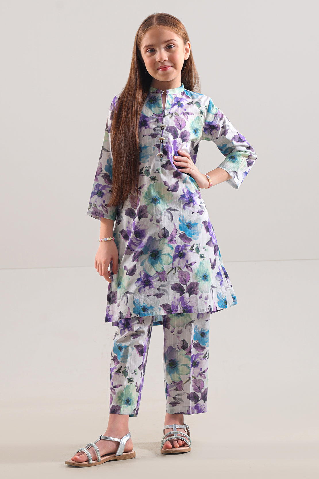 Saya Printed Strip Lawn Stitched 2 Piece (Shirt/Trouser)  For Kids