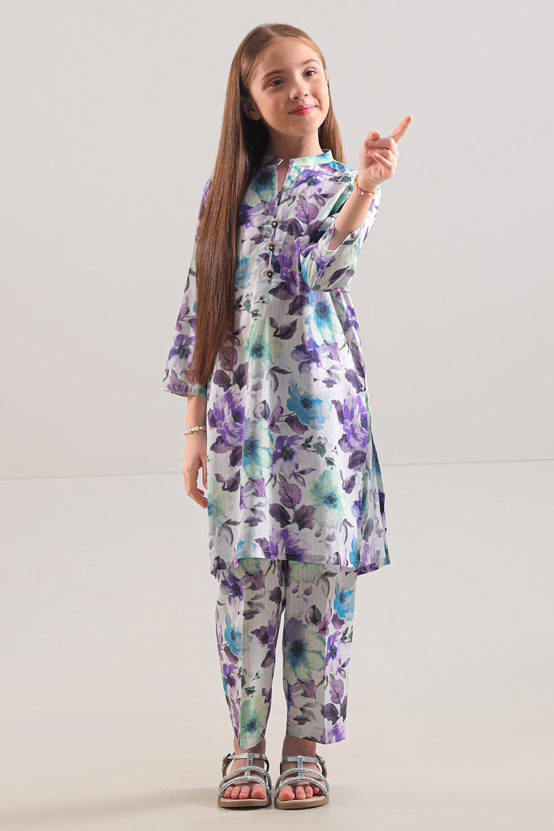 Saya Printed Strip Lawn Stitched 2 Piece (Shirt/Trouser)  For Kids