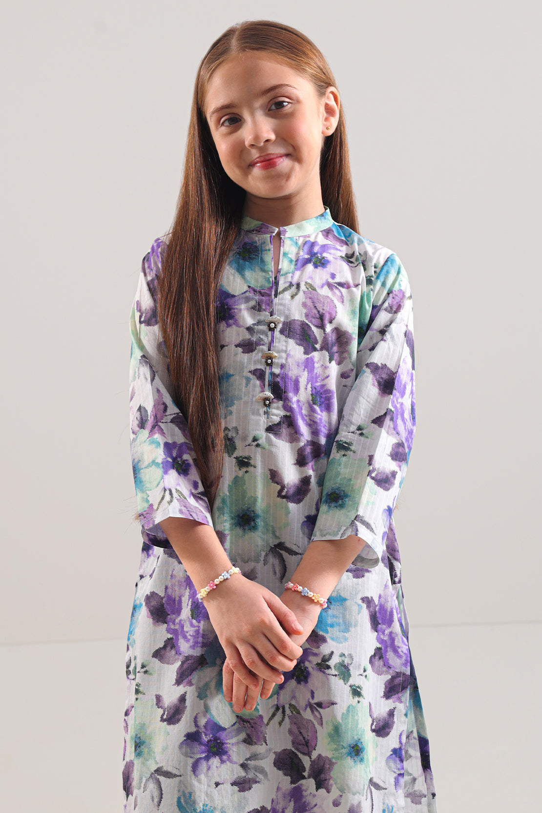 Saya Printed Strip Lawn Stitched 2 Piece (Shirt/Trouser)  For Kids