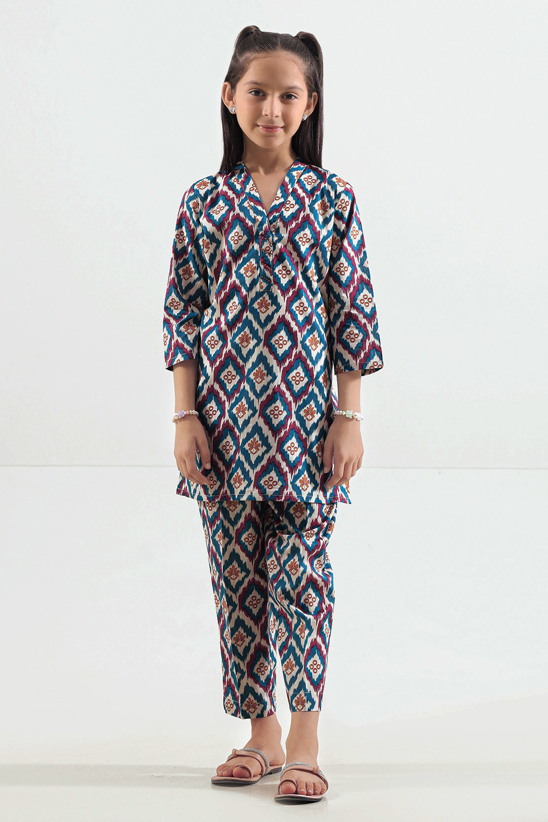 Saya Printed Strip Lawn Stitched 2 Piece (Shirt/Trouser)  For Kids