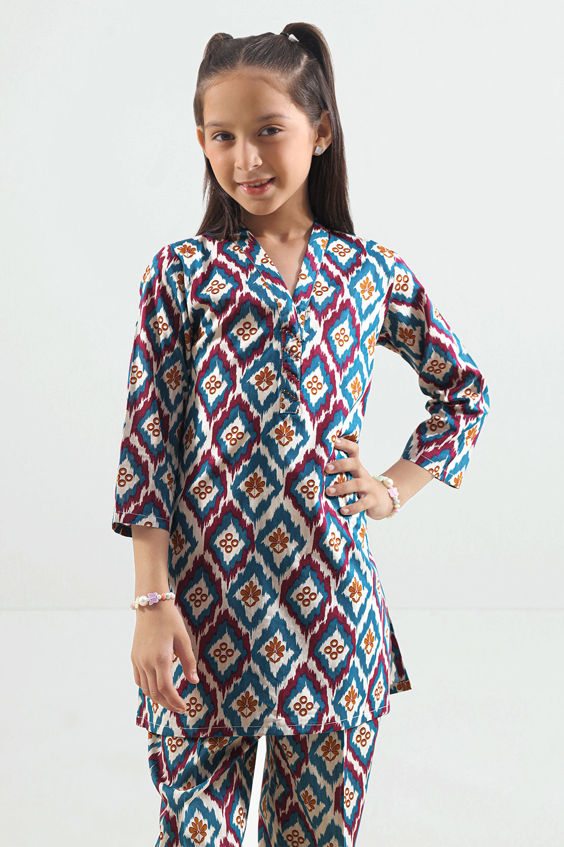 Saya Printed Strip Lawn Stitched 2 Piece (Shirt/Trouser)  For Kids