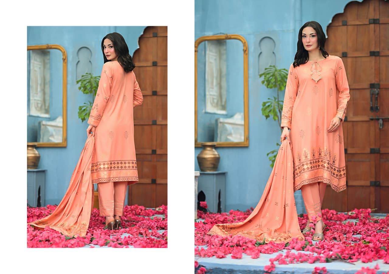 SALINA JACQUARD VISCOSE PEACH