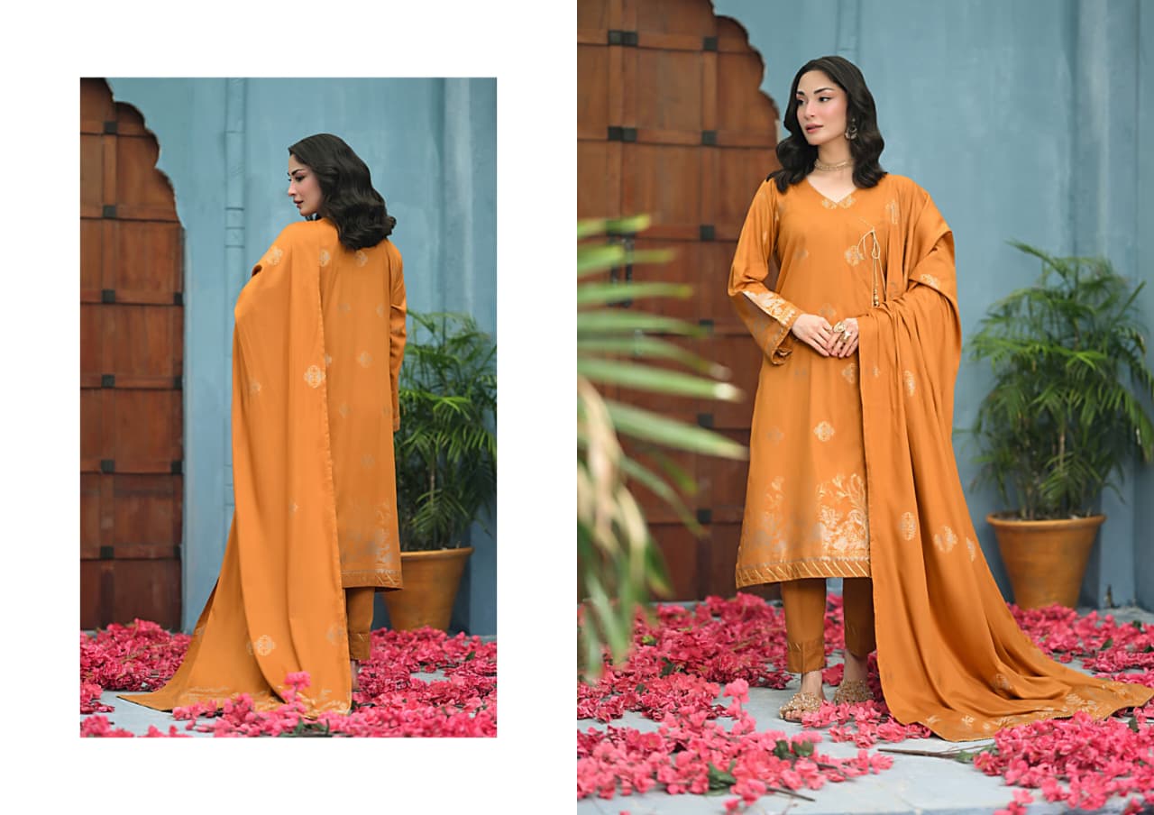 SALINA JACQUARD VISCOSE MUSTARD