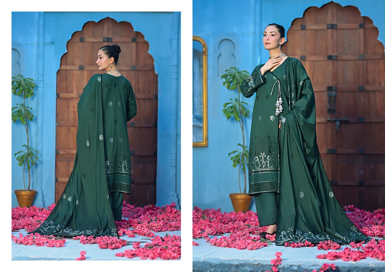 SALINA JACQUARD VISCOSE DARK GREEN