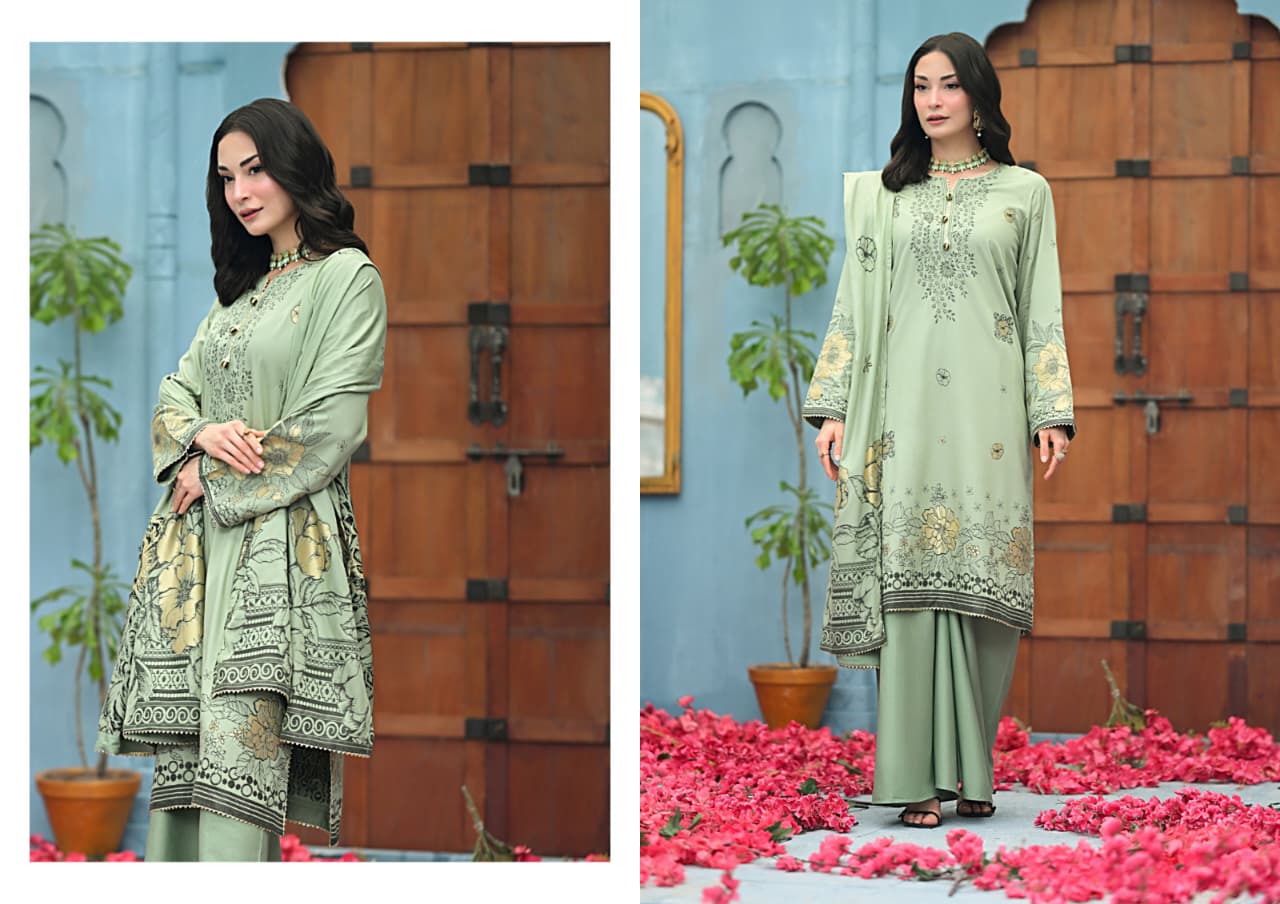 SALINA JACQUARD VISCOSE SOFT GREEN