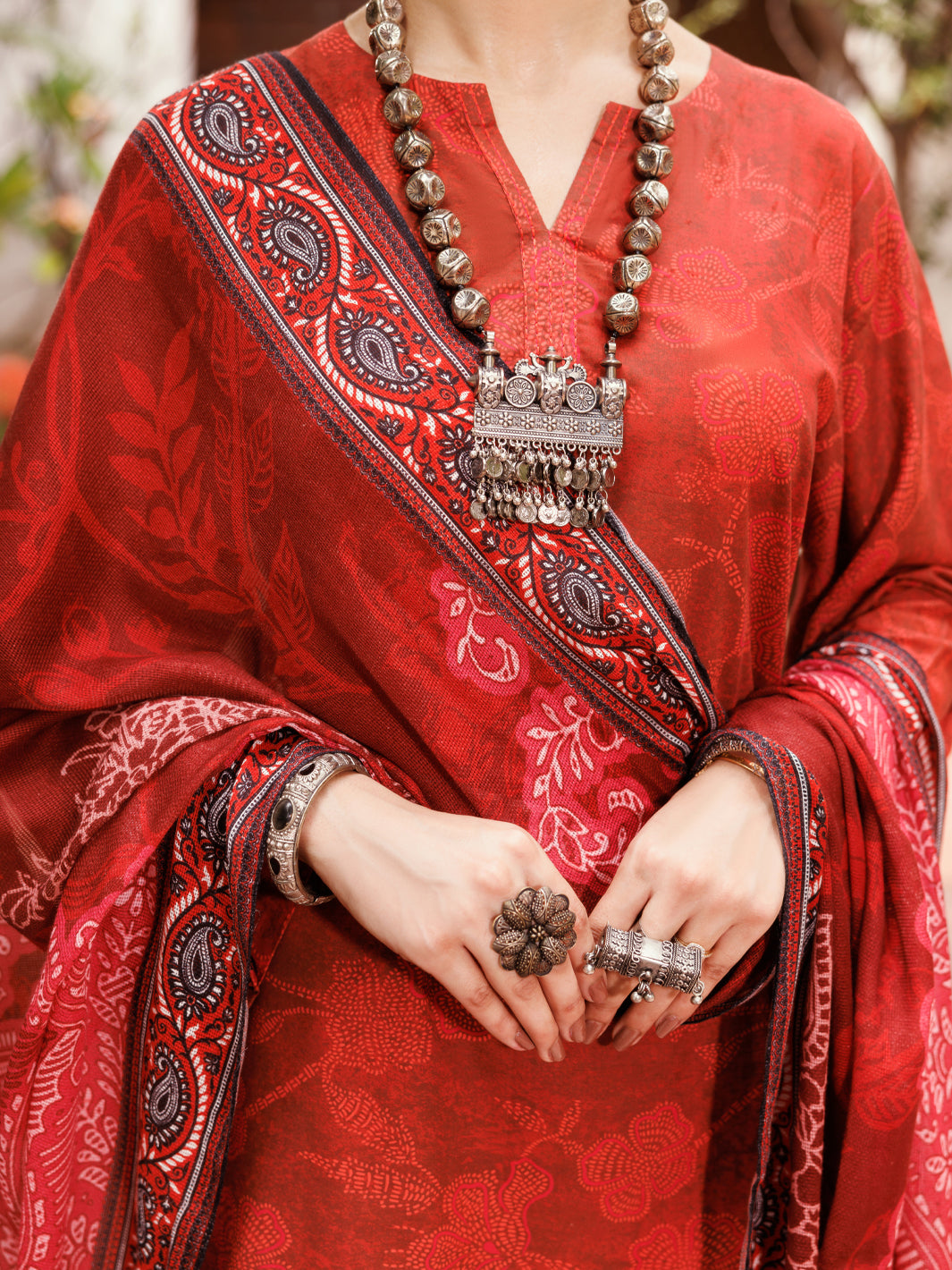 Almirah Maroon Cambric 3Pc Stitched - ALP-3PS-2137