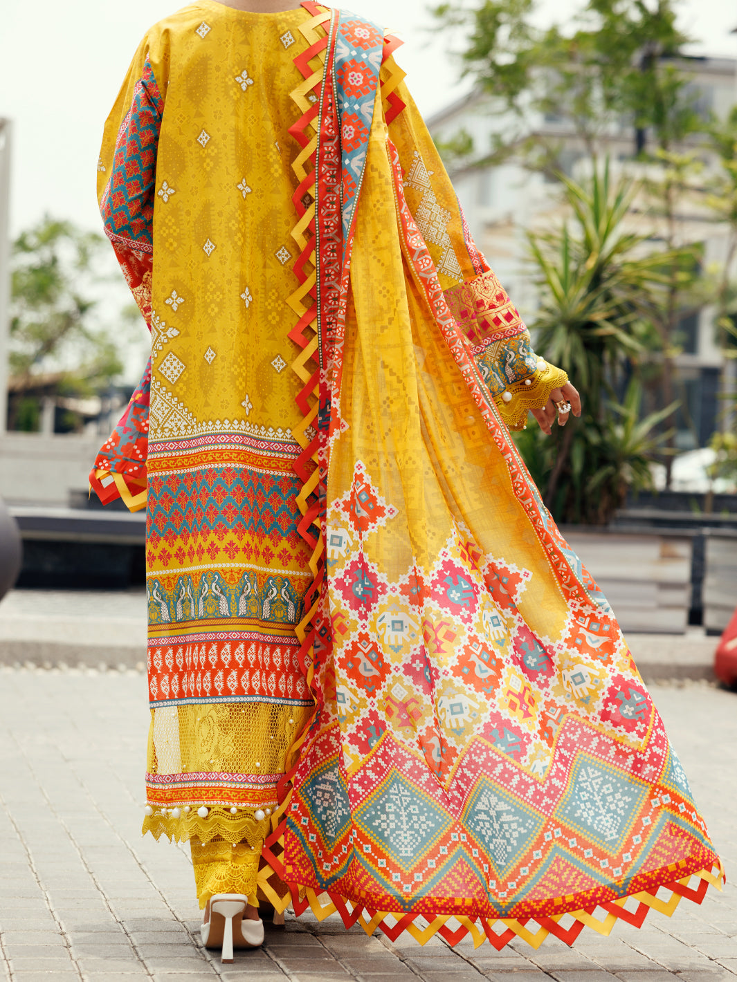 Almirah Yellow Cambric 3Pc Unstitched - ALP-3PS-2205