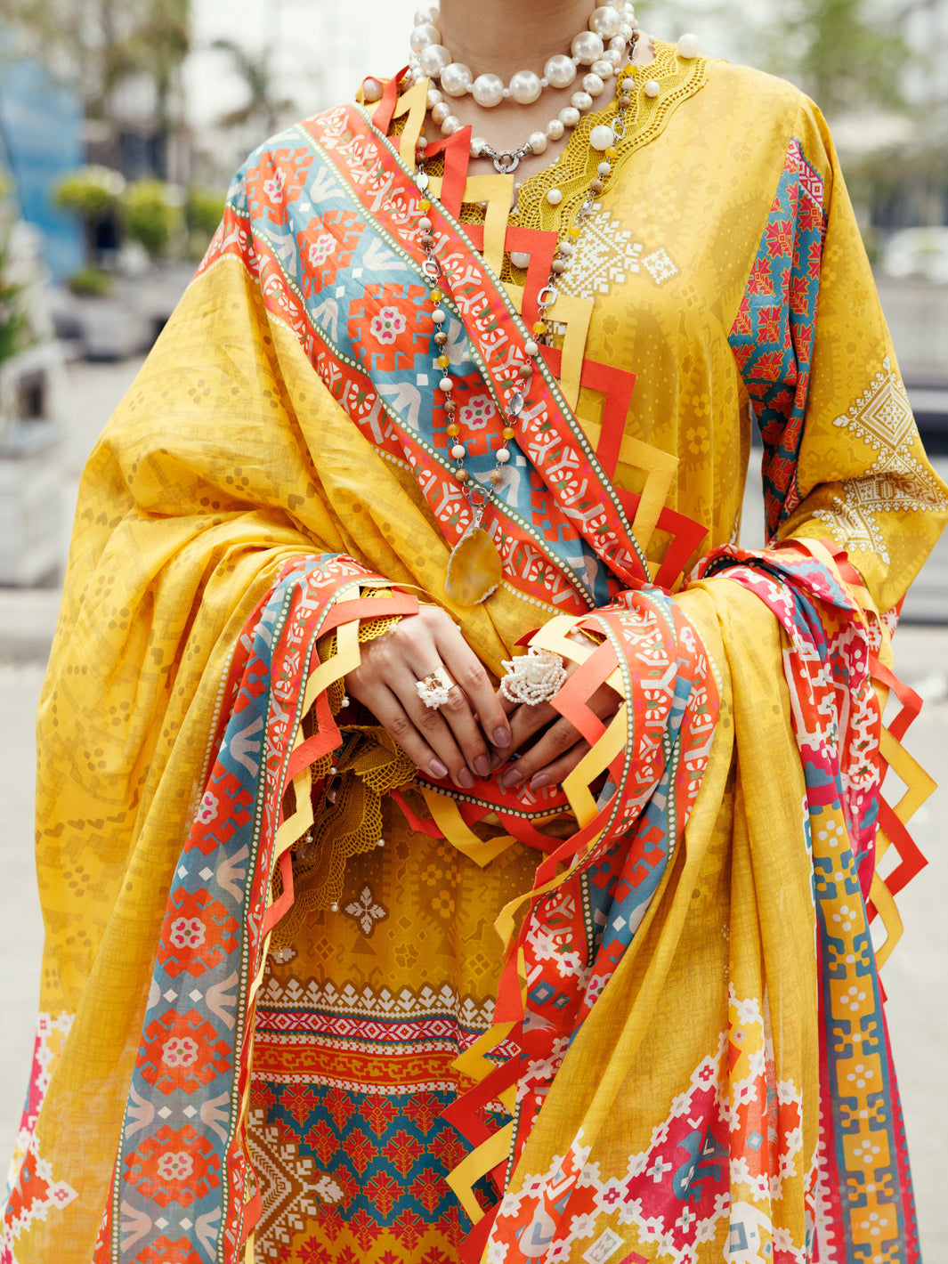 Almirah Yellow Cambric 3Pc Unstitched - ALP-3PS-2205