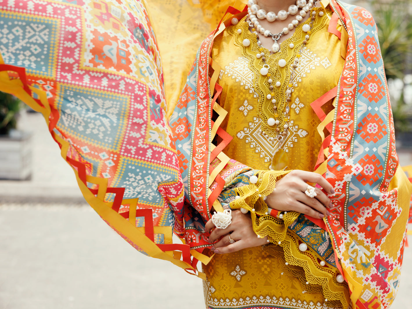 Almirah Yellow Cambric 3Pc Unstitched - ALP-3PS-2205