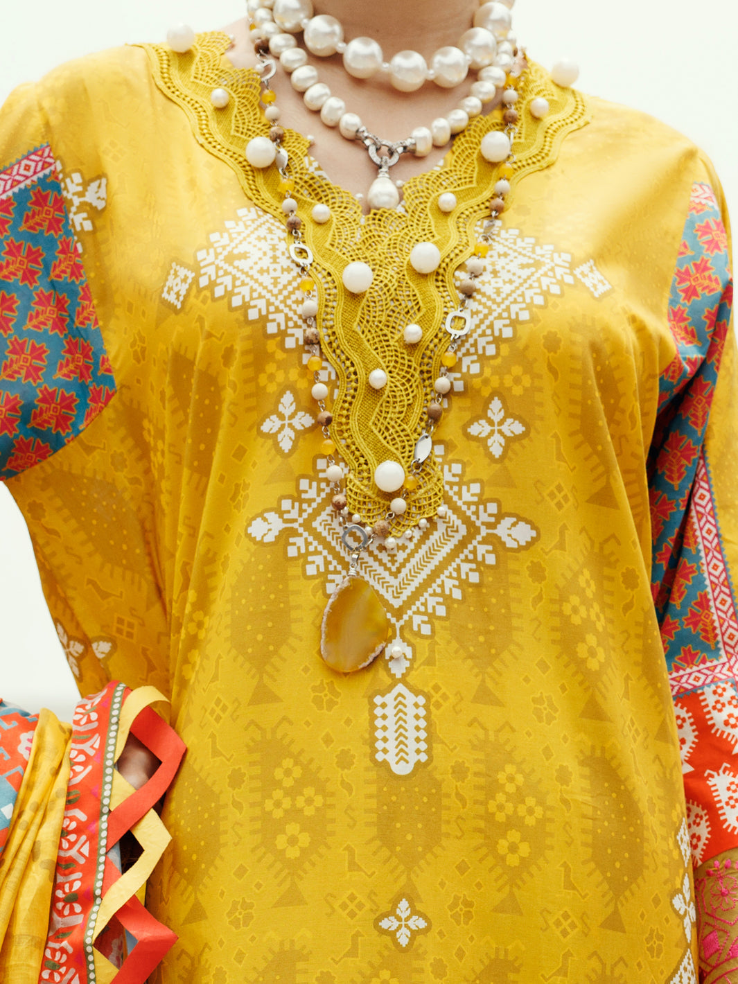 Almirah Yellow Cambric 3Pc Unstitched - ALP-3PS-2205