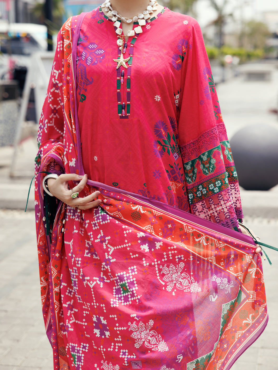 Almirah Pink Cambric 3Pc Unstitched - ALP-3PS-2206