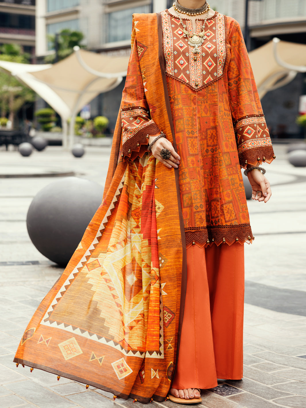 Almirah Mustard Lawn 2Pc Unstitched - ALP-2PS-SLKD-UN-2267
