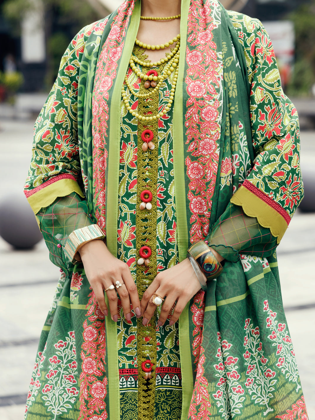 Almirah Green Lawn 2Pc Unstitched - ALP-2PS-SLKD-UN-2263