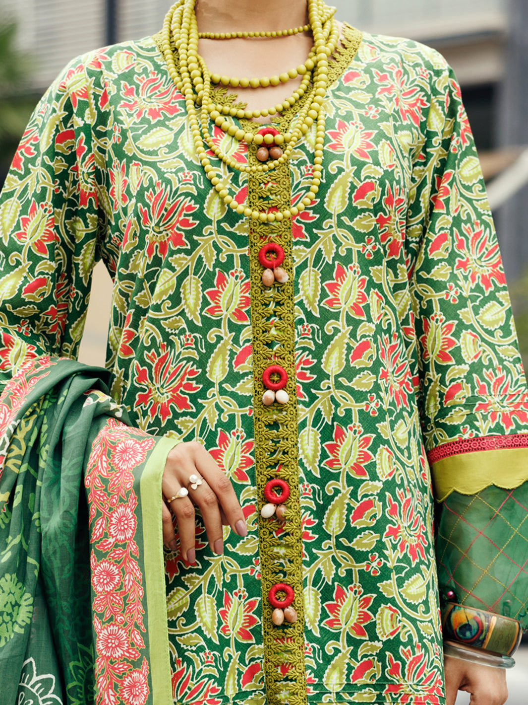 Almirah Green Lawn 2Pc Unstitched - ALP-2PS-SLKD-UN-2263