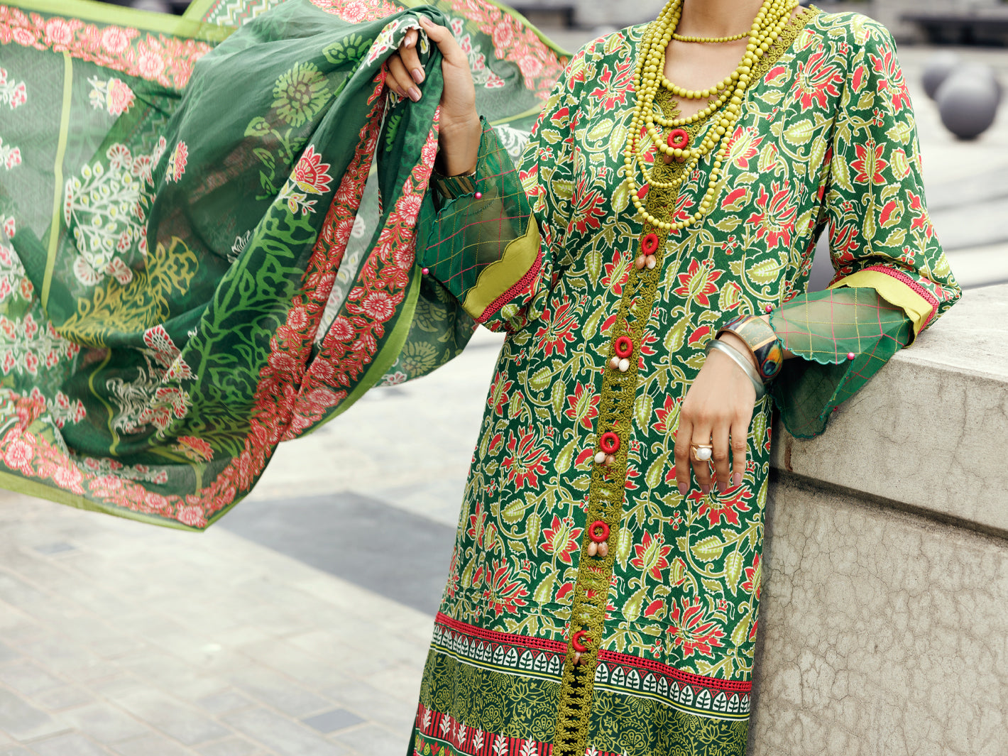 Almirah Green Lawn 2Pc Unstitched - ALP-2PS-SLKD-UN-2263