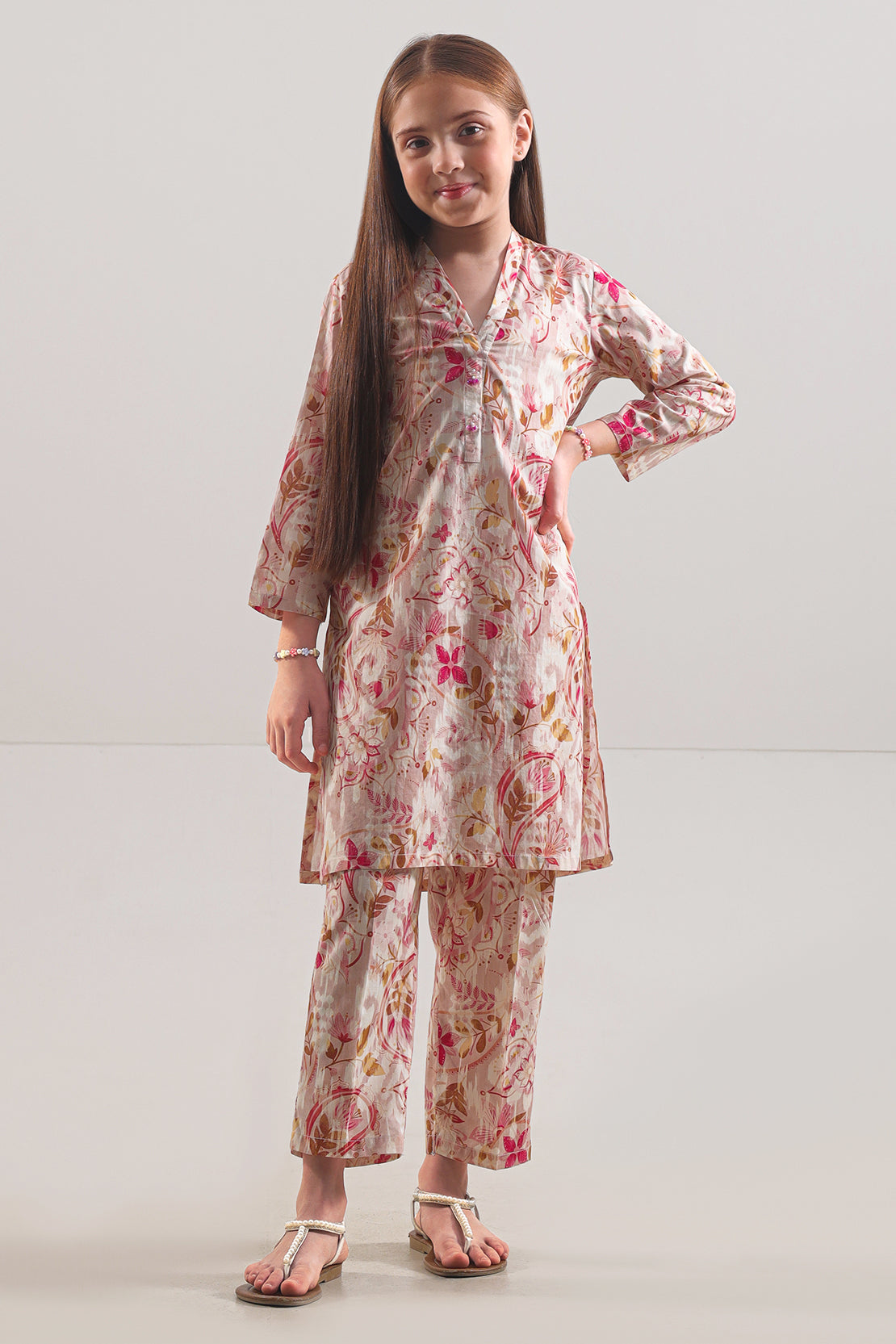 Saya Printed Strip Lawn Stitched 2 Piece (Shirt/Trouser) For Kids