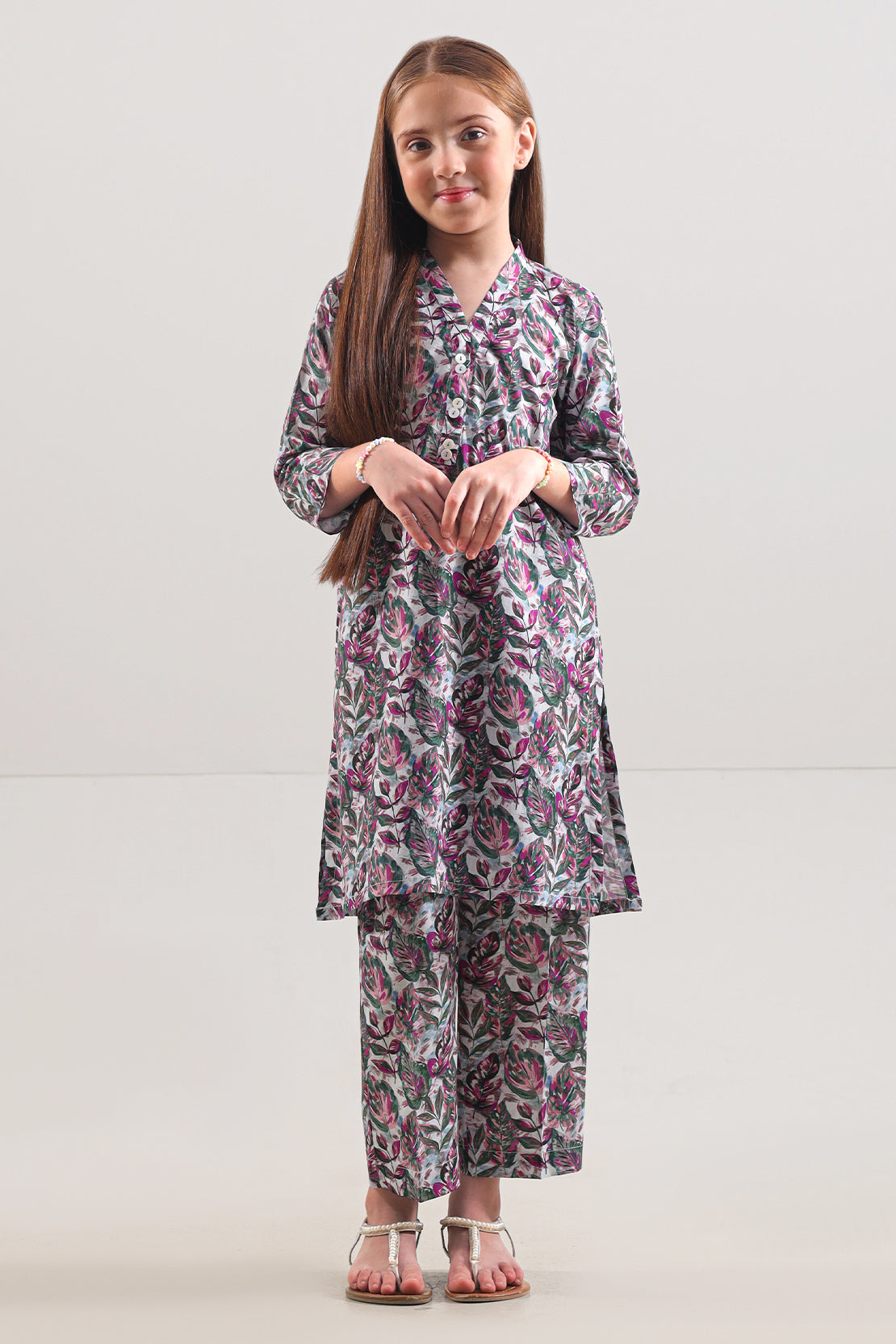 Saya Printed Strip Lawn Stitched 2 Piece (Shirt/Trouser) For Kids
