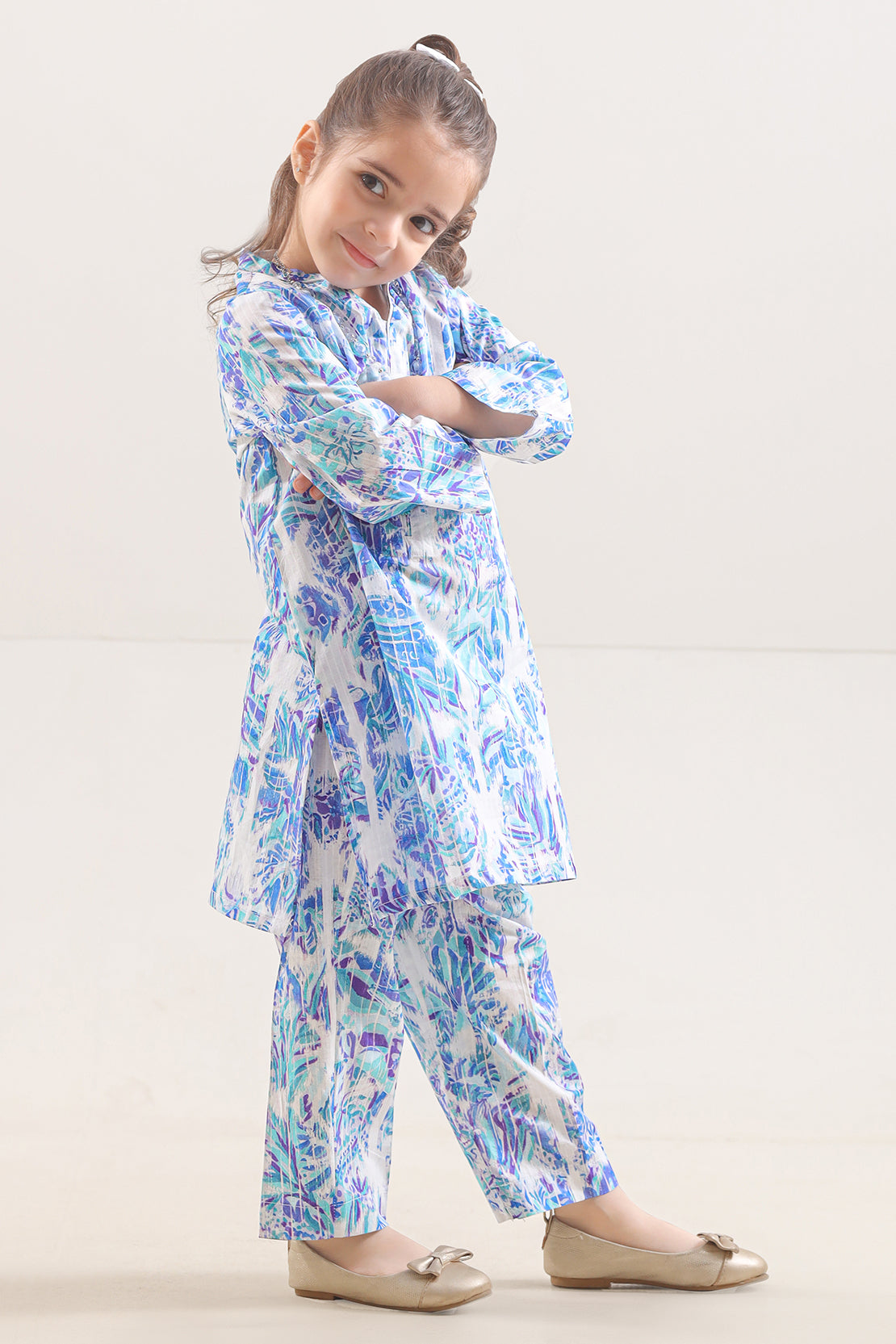 Saya Printed Strip Lawn Stitched 2 Piece (Shirt/Trouser)  For Kids