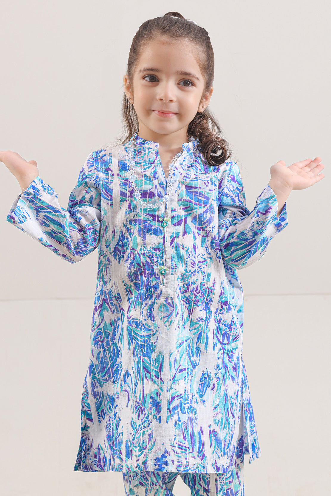 Saya Printed Strip Lawn Stitched 2 Piece (Shirt/Trouser)  For Kids