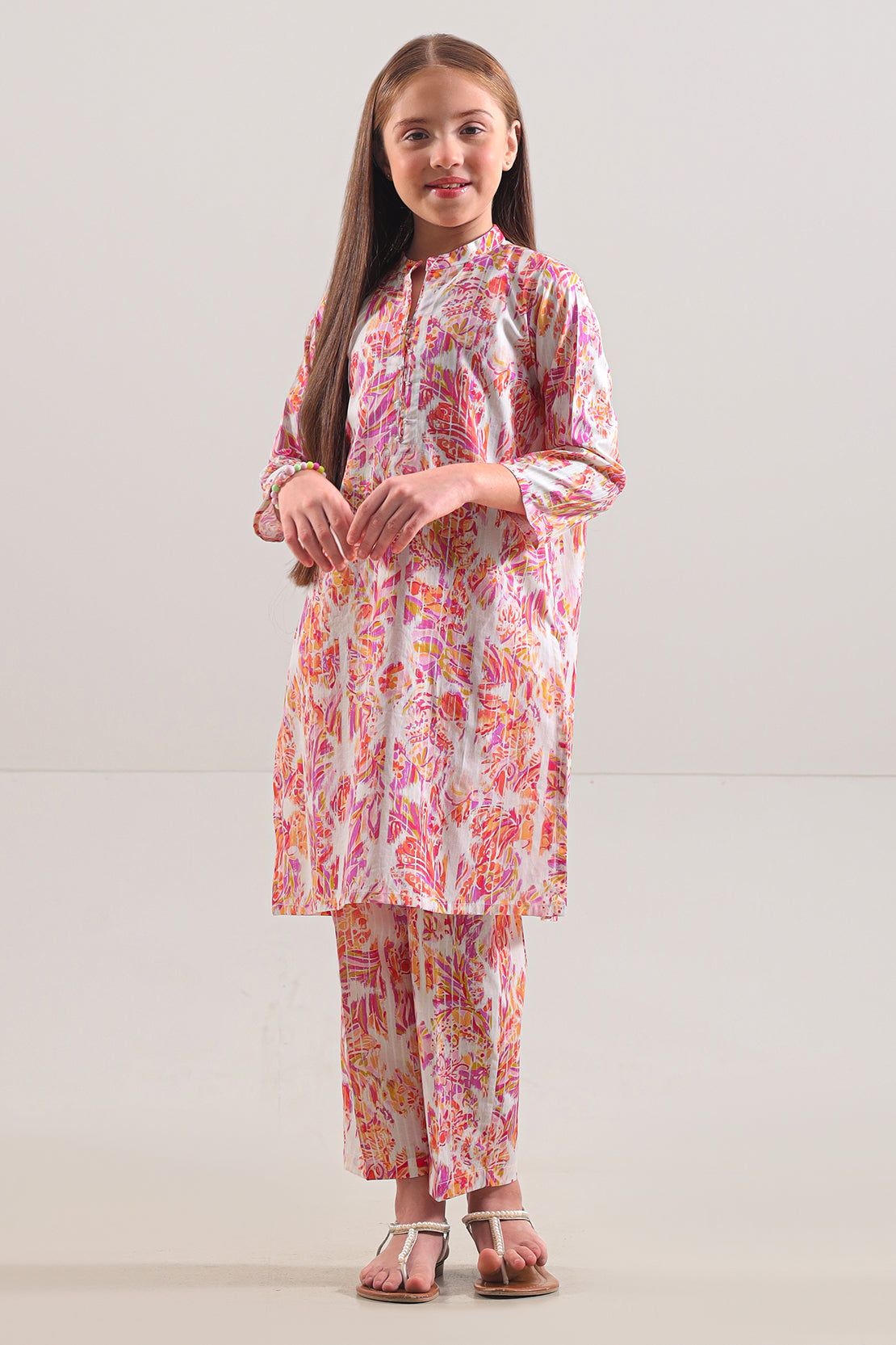 Saya Printed Strip Lawn Stitched 2 Piece (Shirt/Trouser) For Kids